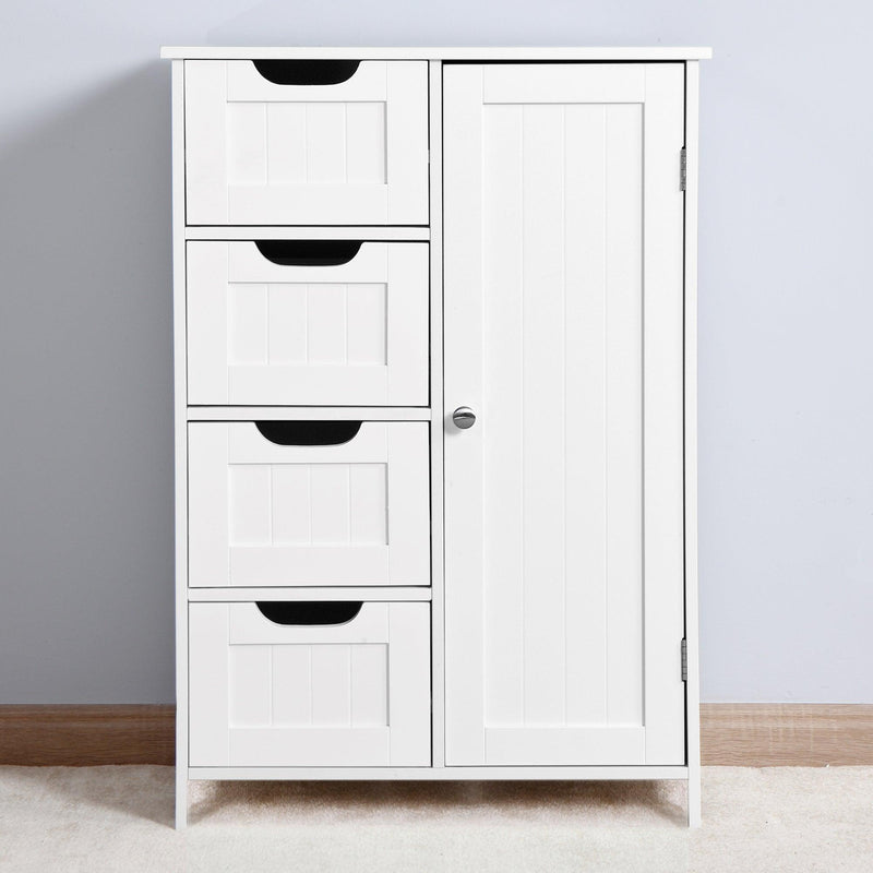 White BathroomStorage Cabinet, Floor Cabinet with Adjustable Shelf and Drawers - Urban Living Furniture (Los Angeles, CA)