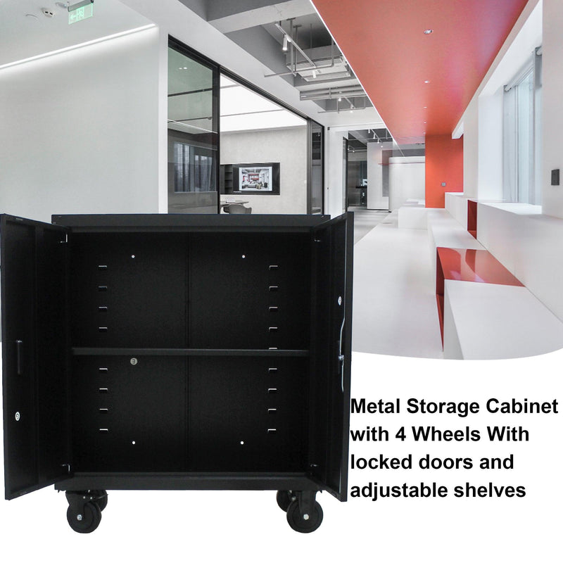 MetalStorage Cabinet with Locking Doors and One  Adjustable Shelves With 4 Wheels - Urban Living Furniture (Los Angeles, CA)