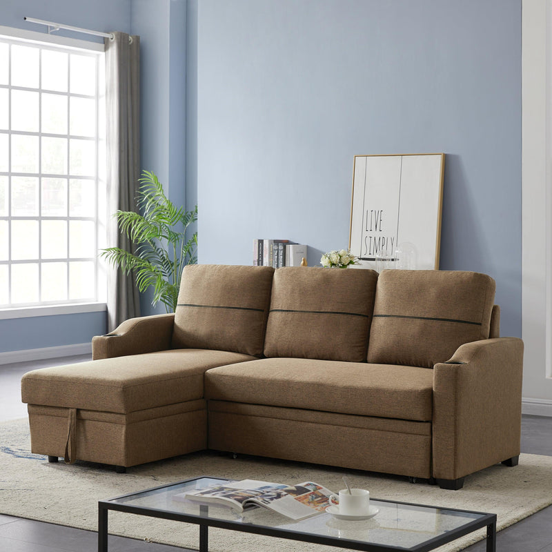 9191 Brown broachingStorage sofa