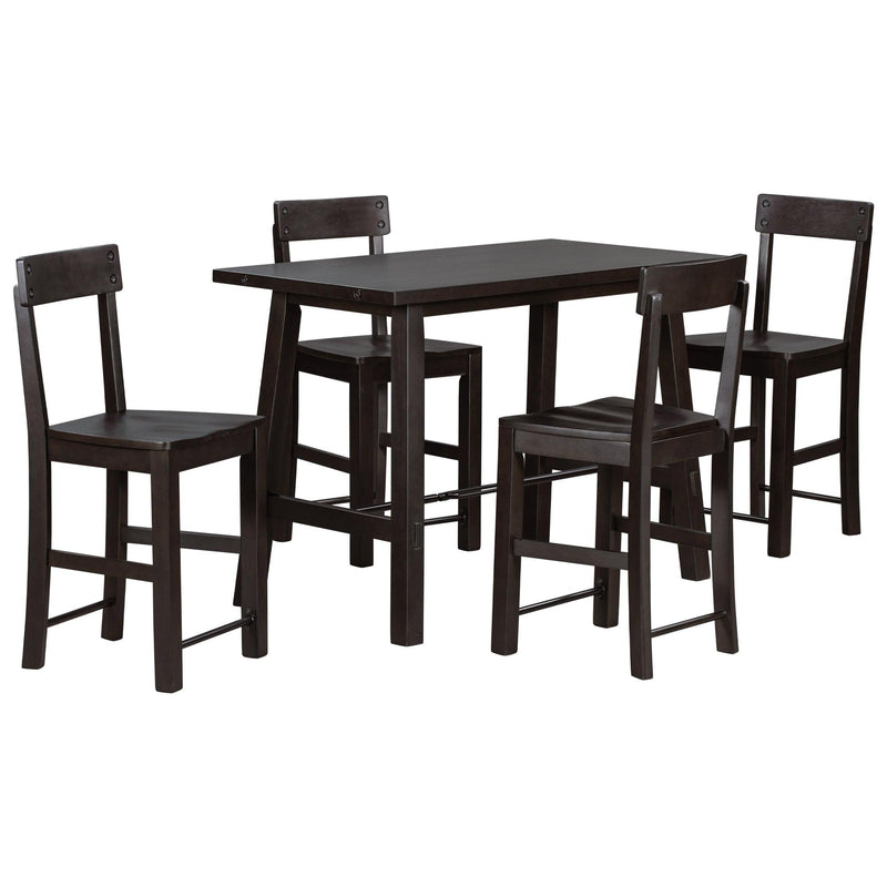 Minimalist industrial Style 5-Piece Counter Height Dining Table Set Solid Wood & Metal Dining Table with Four Chairs for Small Space (Espresso) - Urban Living Furniture (Los Angeles, CA)