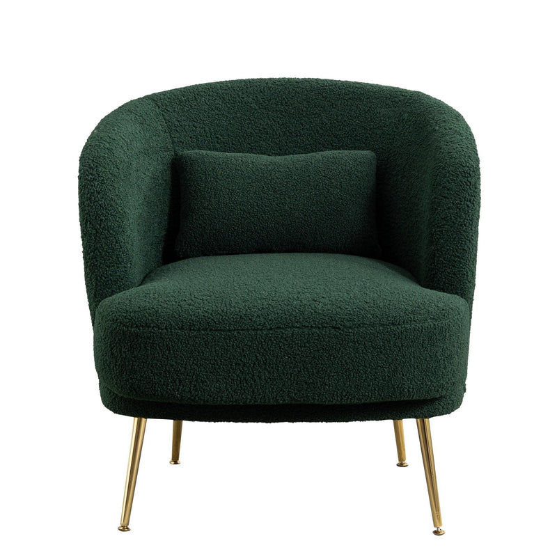 30.32"W Accent Chair Upholstered Curved Backrest Reading Chair Single Sofa Leisure Club Chair with Golden Adjustable Legs For Living Room Bedroom Dorm Room (Green Boucle) - Urban Living Furniture (Los Angeles, CA)