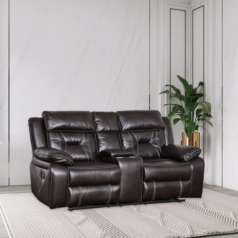 Reclining upholstered manual puller in faux leather, Brown  72.83*38.58*40.16 - Urban Living Furniture (Los Angeles, CA)