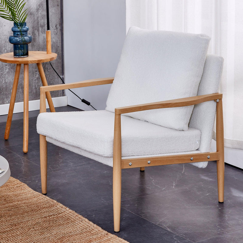 Sofa Chair.Teddy velvet Accent Arm Chair Mid CenturyModern Upholstered Armchair with Imitation solid wood color Metal Frame Extra-Thick Padded Backrest and Seat Cushion Sofa Chairs for Living Room - Urban Living Furniture (Los Angeles, CA)