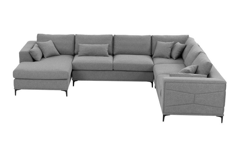 Large Sectional Sofa,145"(L)x117"(W) Classic Look with Tufted Pattern on Outer Armrest and Back, Grey - Urban Living Furniture (Los Angeles, CA)