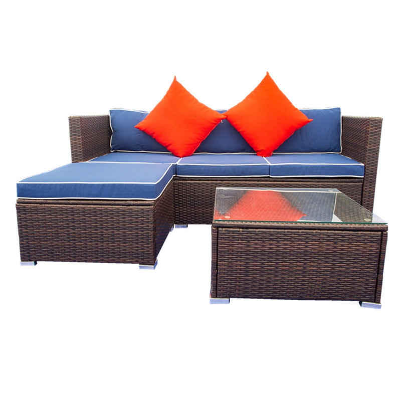 3 Piece Patio Sectional Wicker Rattan Outdoor Furniture Sofa Set - Urban Living Furniture (Los Angeles, CA)