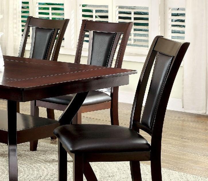 Contemporary Set of 2 Side Chairs Dark Cherry And Espresso Solid wood Chair Padded Leatherette Upholstered Seat Kitchen Dining Room Furniture