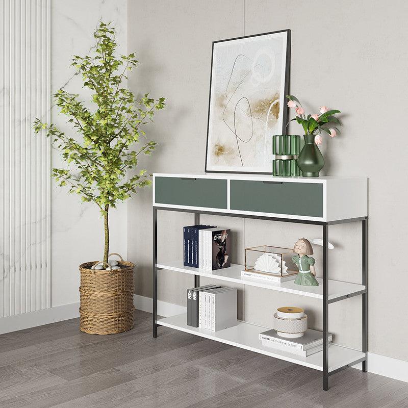 Louie White and Light Green Wood Console Table Steel Frame with Shelves and Drawers - Urban Living Furniture (Los Angeles, CA)