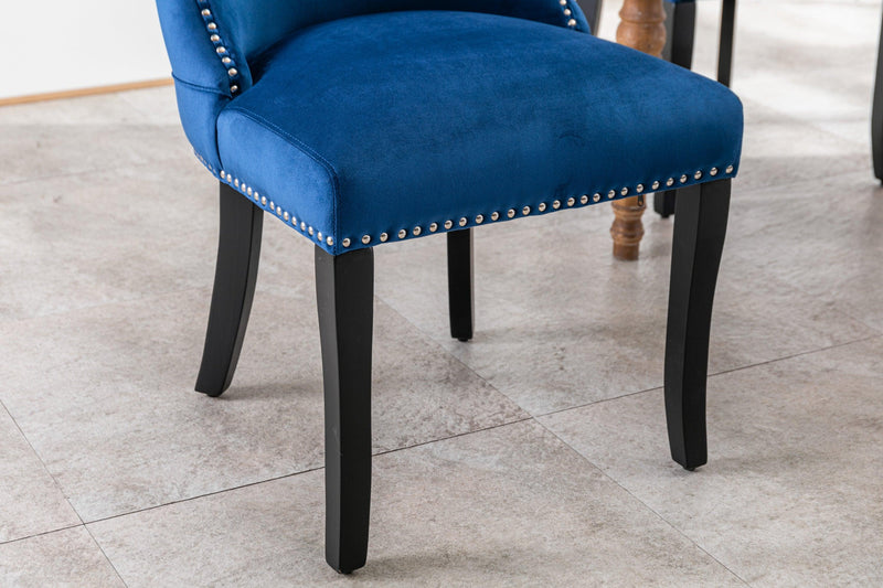 Set of 2 upholstered wing-back dining chair with backstitching nailhead trim and solid wood legs Blue - Urban Living Furniture (Los Angeles, CA)