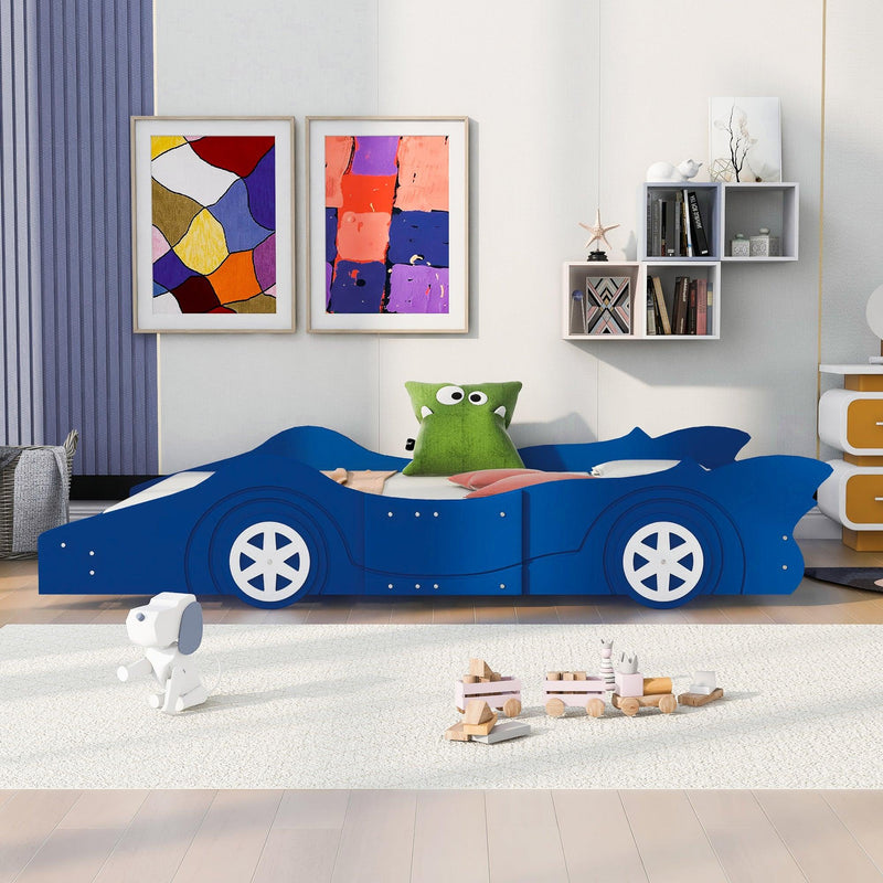 Full Size Race Car-Shaped Platform Bed with Wheels,Blue - Urban Living Furniture (Los Angeles, CA)