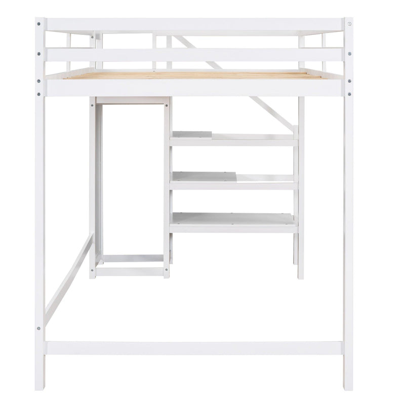 Full Size Loft Bed with Built-inStorage Wardrobe and Staircase,White - Urban Living Furniture (Los Angeles, CA)