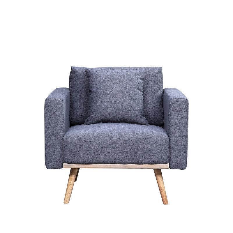Easton Dark Gray Linen Fabric Sofa Loveseat Chair Living Room Set with USB Charging Ports Pockets & Pillows