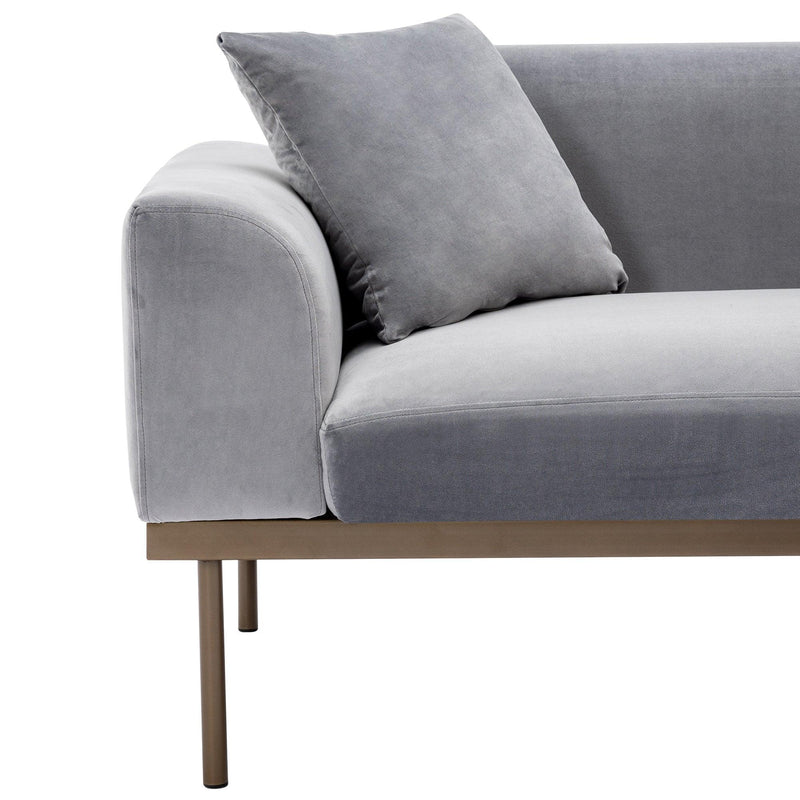 Modern Velvet Sofa with Metal Legs,Loveseat Sofa Couch with Two Pillows for Living Room and Bedroom,Grey - Urban Living Furniture (Los Angeles, CA)