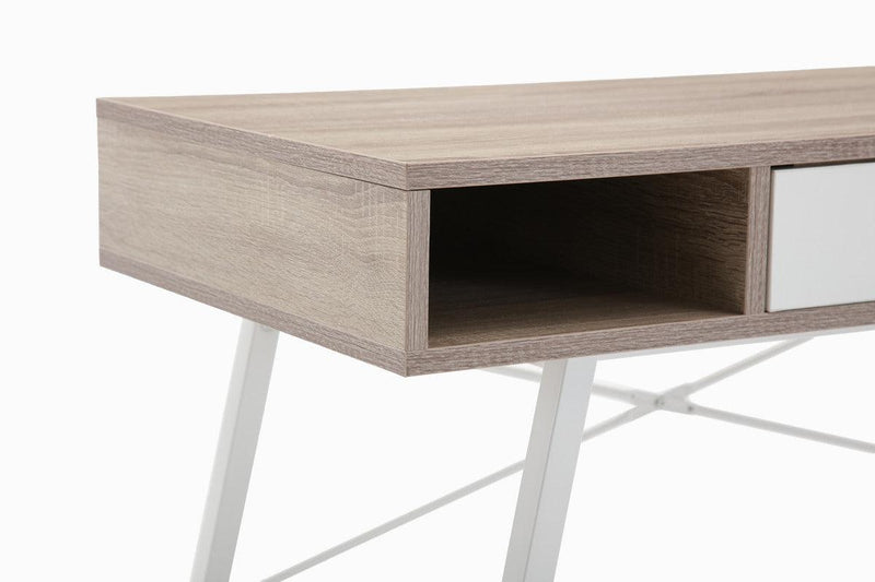 Julia Light Brown Oak and White Desk with Drawer and 2 Compartments - Urban Living Furniture (Los Angeles, CA)