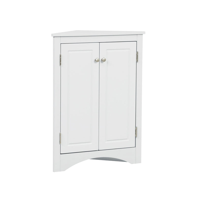 White Triangle BathroomStorage Cabinet with Adjustable Shelves, Freestanding Floor Cabinet for Home Kitchen