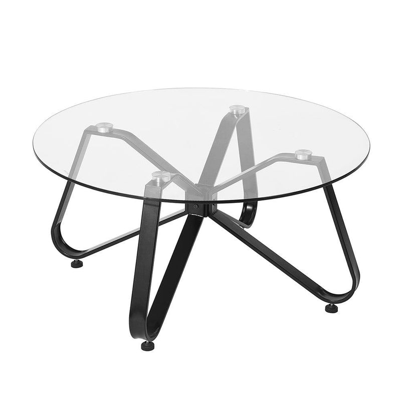 Round Coffee Table for Living Room, 31.5-inchModern Sofa Side End Table with Tempered Glass Top & Metal Legs, Accent Cocktail Tea Table, 31.5 x 31.5 x 15.6 inches, Black - Urban Living Furniture (Los Angeles, CA)