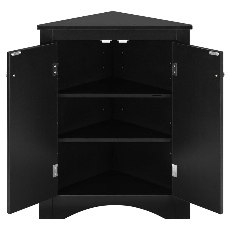 Black Triangle BathroomStorage Cabinet with Adjustable Shelves, Freestanding Floor Cabinet for Home Kitchen - Urban Living Furniture (Los Angeles, CA)