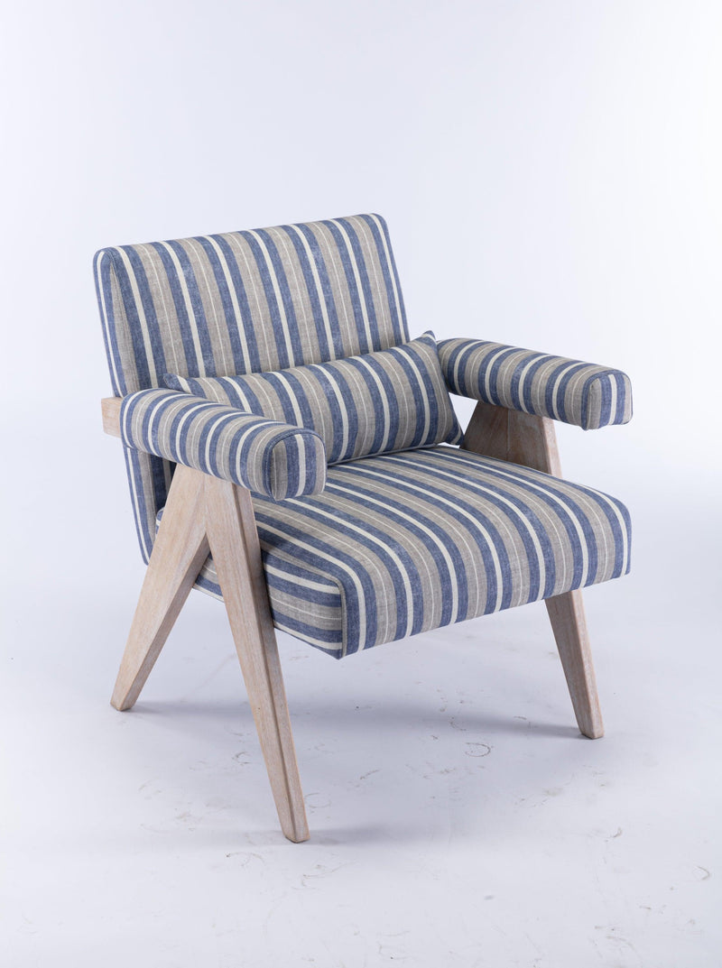 Accent chair, KD rubber wood legs with black finish. Fabric cover the seat. With a cushion.Blue Stripe - Urban Living Furniture (Los Angeles, CA)