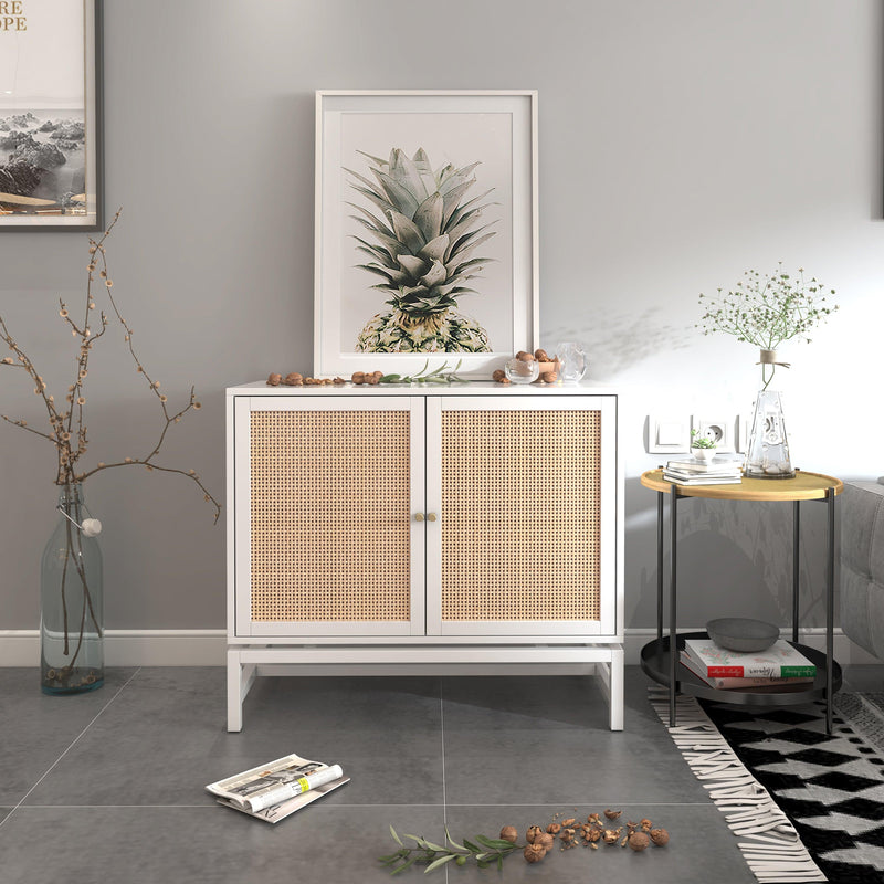 Natural rattan 2 door cabinet，with 1 Adjustable Inner Shelves，rattan，AccentStorage Cabinet - Urban Living Furniture (Los Angeles, CA)