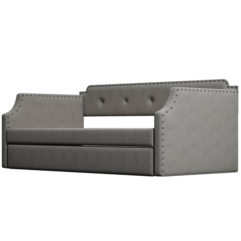 Upholstered Daybed with Trundle, Wood Slat Support,Upholstered Frame Sofa Bed , Twin,Gray - Urban Living Furniture (Los Angeles, CA)