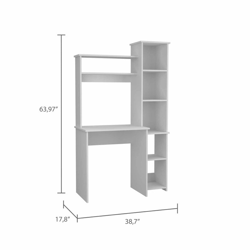 Marston 6-Shelf Writing Desk with Built-in Bookcase White - Urban Living Furniture (Los Angeles, CA)