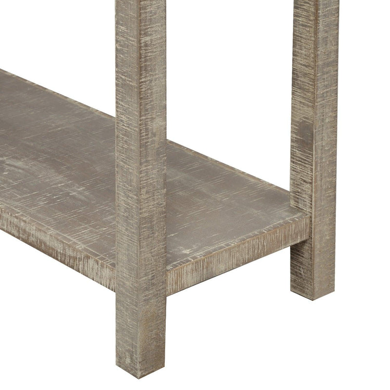 Rustic Brushed Texture Entryway Table Console Table with Drawers and Bottom Shelf for Living Room (Grey Wash) - Urban Living Furniture (Los Angeles, CA)