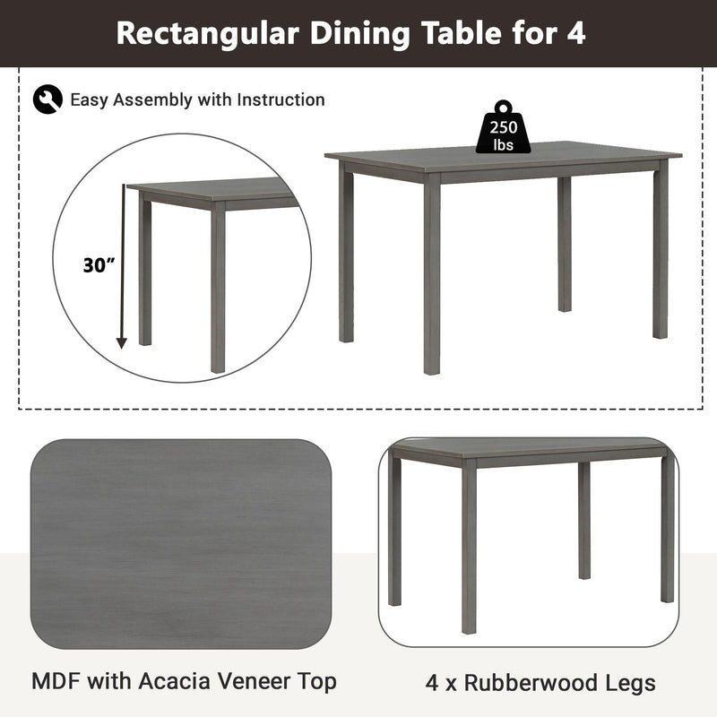 5-piece Wooden Dining Set, Kitchen Table with 2 Dining Chairs and 2 Benches, Farmhouse Rustic Style, Gray - Urban Living Furniture (Los Angeles, CA)