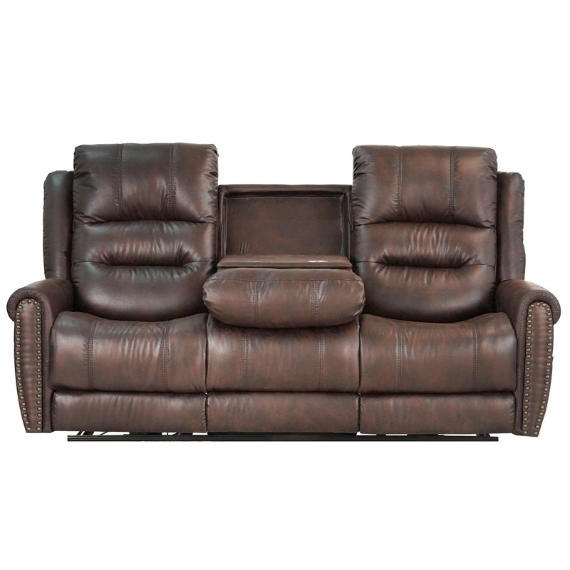 Slora Leather Gel Brown Power Reclining 81.5" Sofa With Power Headrest and Dropdown Center Table ( Sofa ) - Urban Living Furniture (Los Angeles, CA)