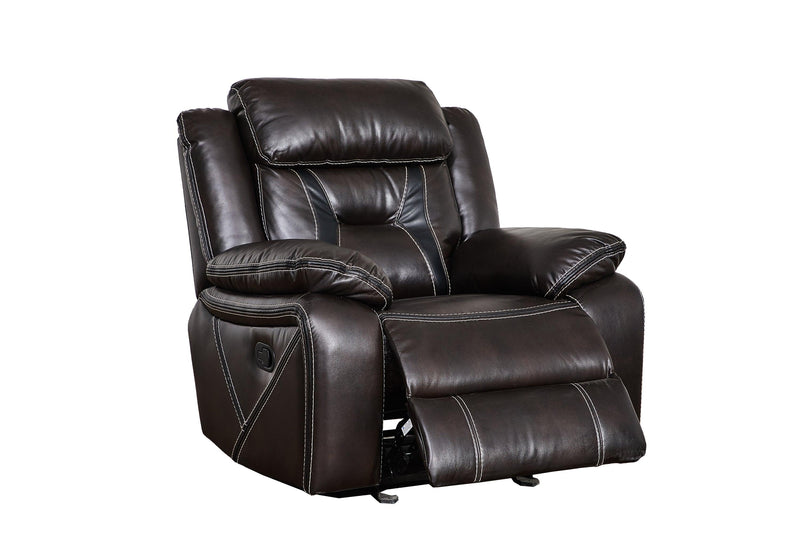 Reclining upholstered manual puller in faux leather, Brown 38.58*38.58*40.16 - Urban Living Furniture (Los Angeles, CA)