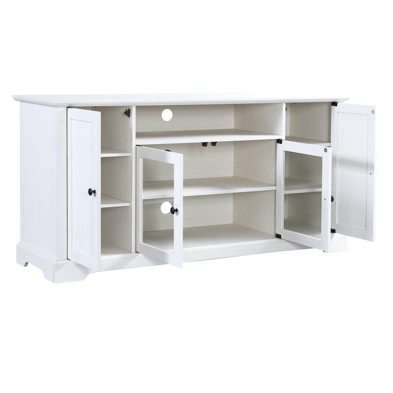 TV Stand for TV up to 65in with 2 Tempered Glass Doors Adjustable Panels Open Style Cabinet, Sideboard for Living room, White - Urban Living Furniture (Los Angeles, CA)