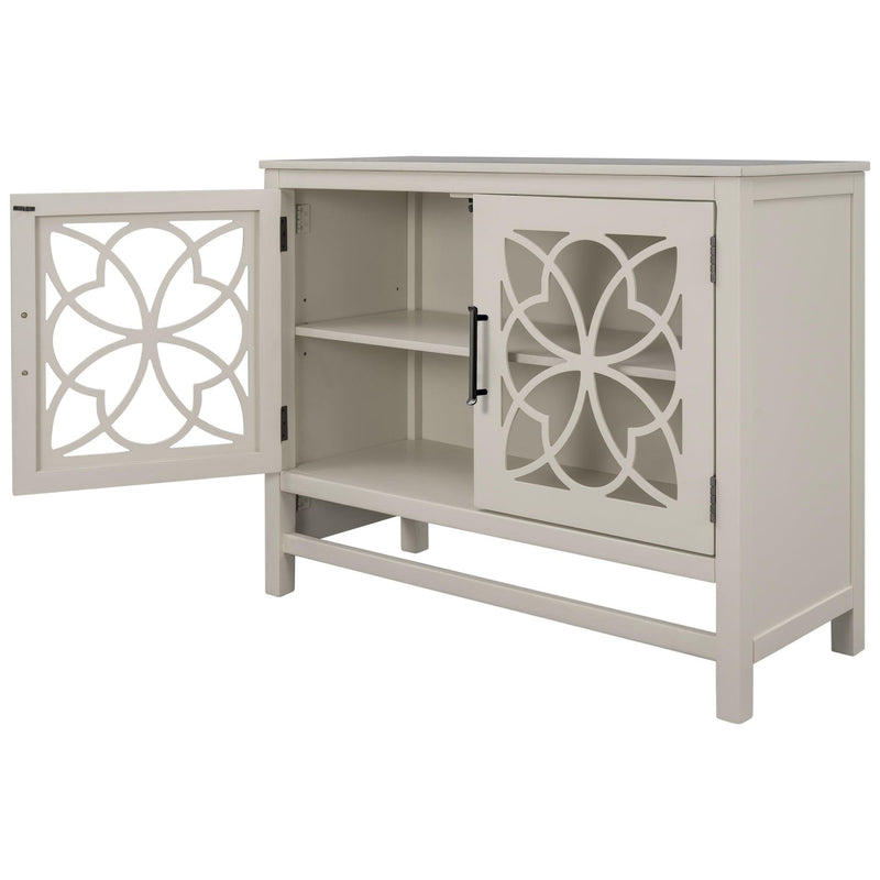 WoodStorage Cabinet with Doors and Adjustable Shelf, Entryway Kitchen Dining Room, Cream White - Urban Living Furniture (Los Angeles, CA)