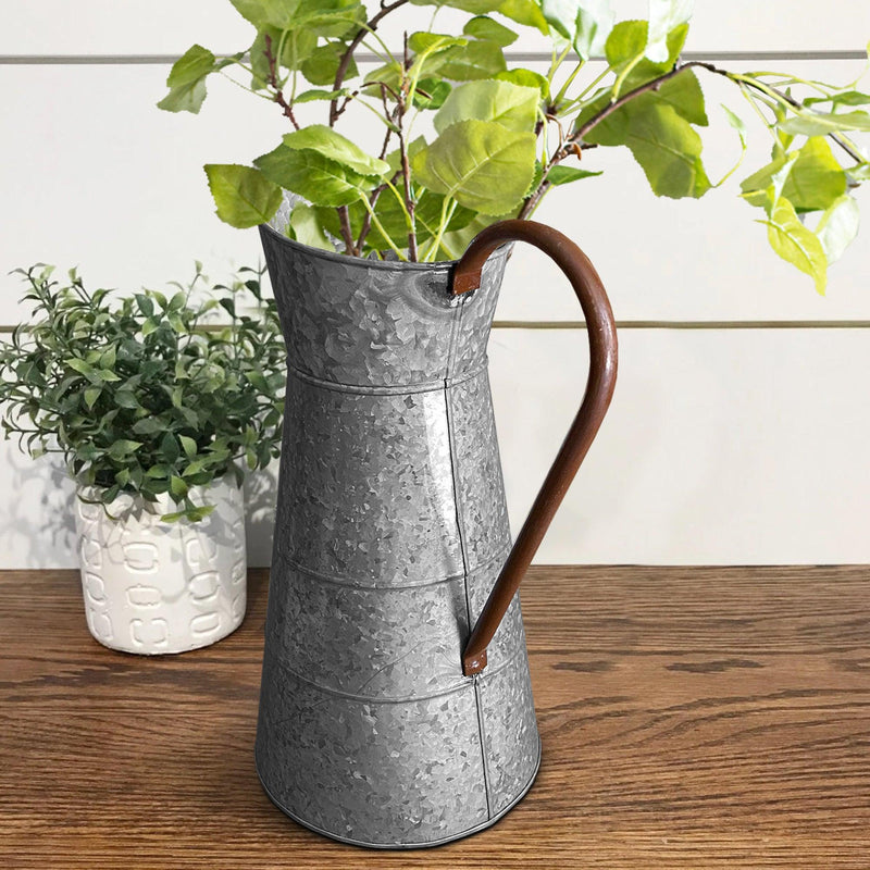 Farmhouse Style Galvanized Metal Jug with Handle, Gray - Urban Living Furniture (Los Angeles, CA)