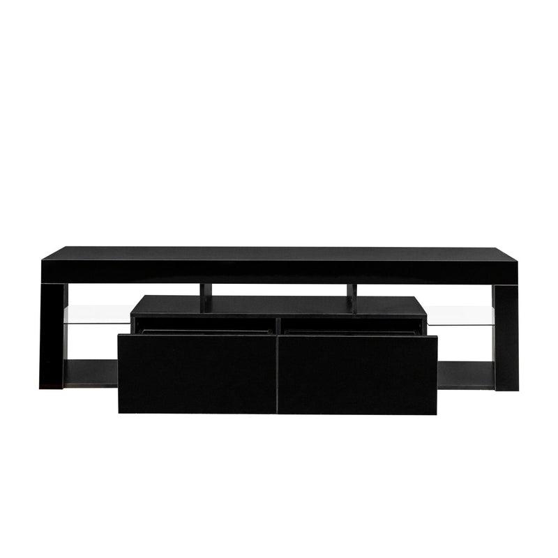 FURNITURE & RUGS TV Stand 160 LED Wall Mounted Floating 63" TV Stand (black)