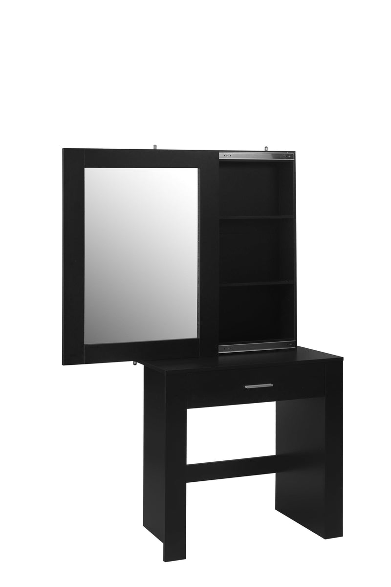 Vanity Desk with Mirror & Stool, Black Makeup Table withStorage Shelves & Drawer, Vanity Set for Girls Women - Urban Living Furniture (Los Angeles, CA)