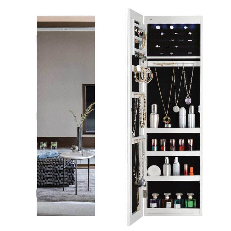 Full Mirror Fashion Simple JewelryStorage Cabinet  With Led Light  Can Be Hung On The Door Or Wall - Urban Living Furniture (Los Angeles, CA)