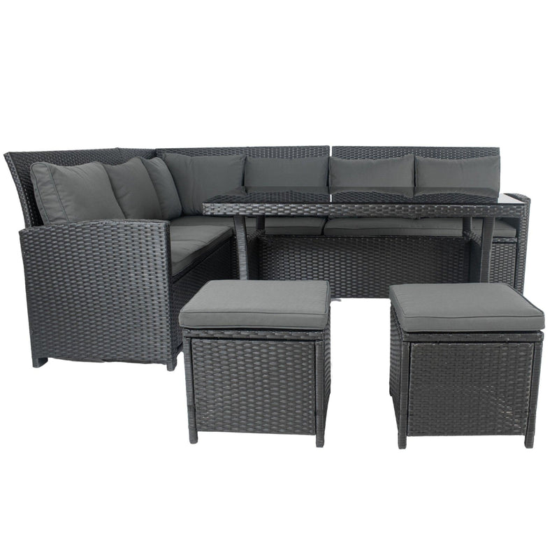 6 Pieces PE Rattan sectional Outdoor Furniture Cushioned Sofa Set with 2Storage Under Seat - Urban Living Furniture (Los Angeles, CA)