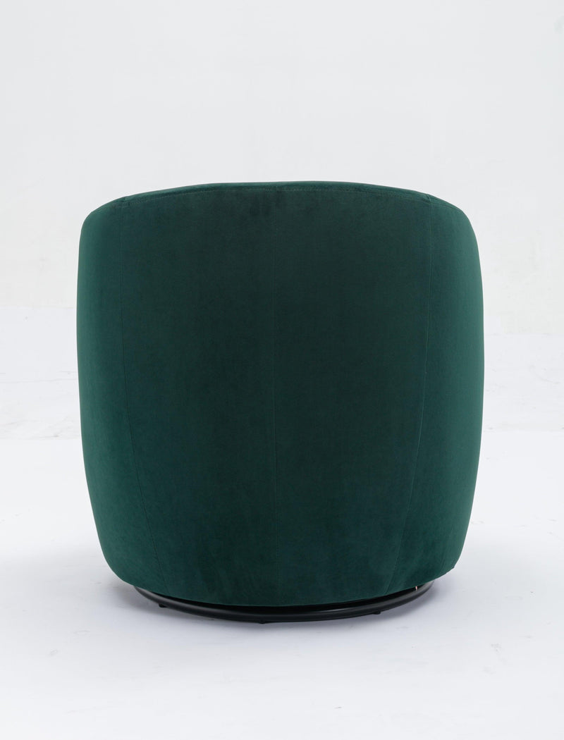 Velvet Fabric Swivel Accent Armchair Barrel Chair With Black Powder Coating Metal Ring,Green - Urban Living Furniture (Los Angeles, CA)