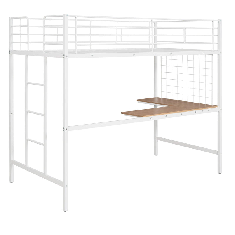 Twin Metal Loft Bed with Desk and Metal Grid,White - Urban Living Furniture (Los Angeles, CA)