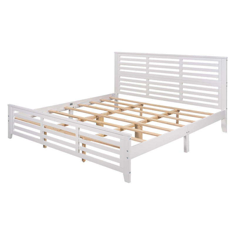 Platform bed with horizontal strip hollow shape, King size, white - Urban Living Furniture (Los Angeles, CA)