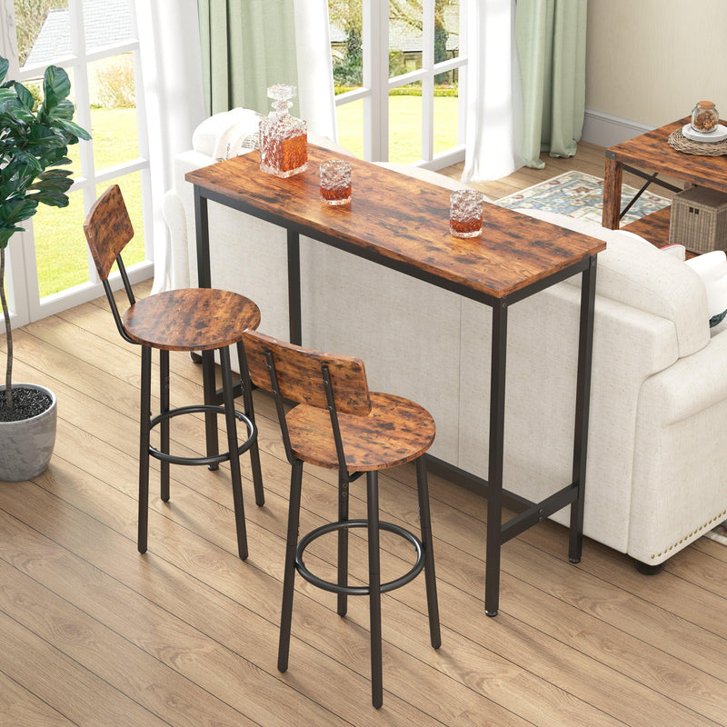 Bar Table Set with 2 Bar stools (Rustic Brown,43.31’’w x 15.75’’d x 35.43’’h) - Urban Living Furniture (Los Angeles, CA)