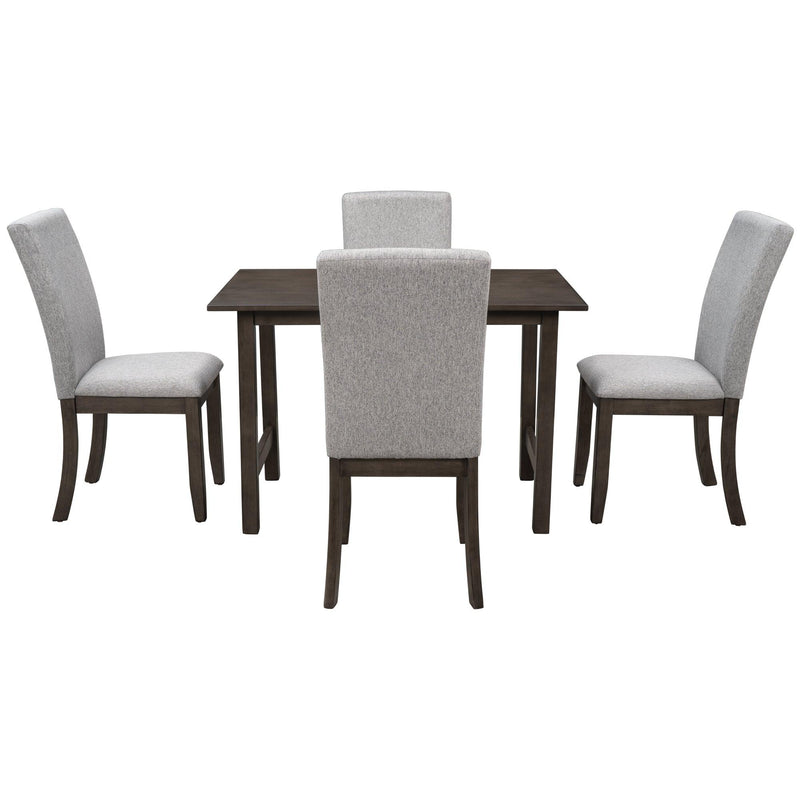 Farmhouse 5-Piece Wood Dining Table Set for 4, Kitchen Furniture Set with 4 Upholstered Dining Chairs for Small Places, Gray Table+Gray Chair - Urban Living Furniture (Los Angeles, CA)