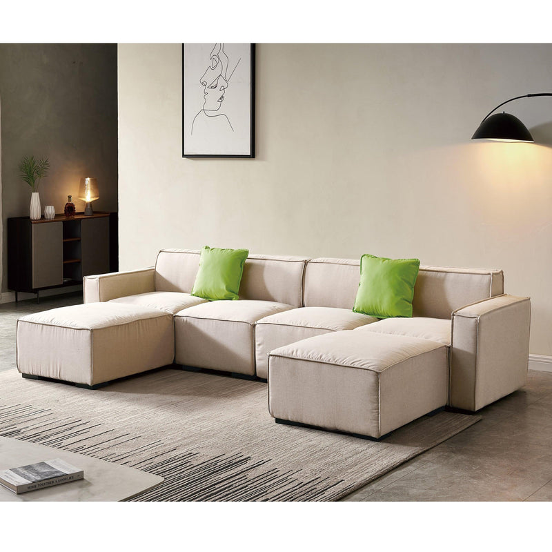 Modular U Shape Sectional Fabric Sofa (Beige) - Urban Living Furniture (Los Angeles, CA)