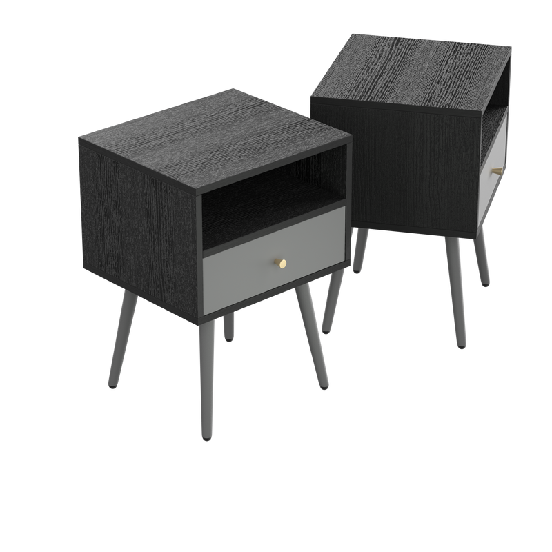 Modern Bedside Tables Set of 2,Nightstand with 1Storage Drawer -Chic  Simple Assembly End Side Table,Sofa Table,for bedroom/living room/office (2pcs,dark grey) - Urban Living Furniture (Los Angeles, CA)