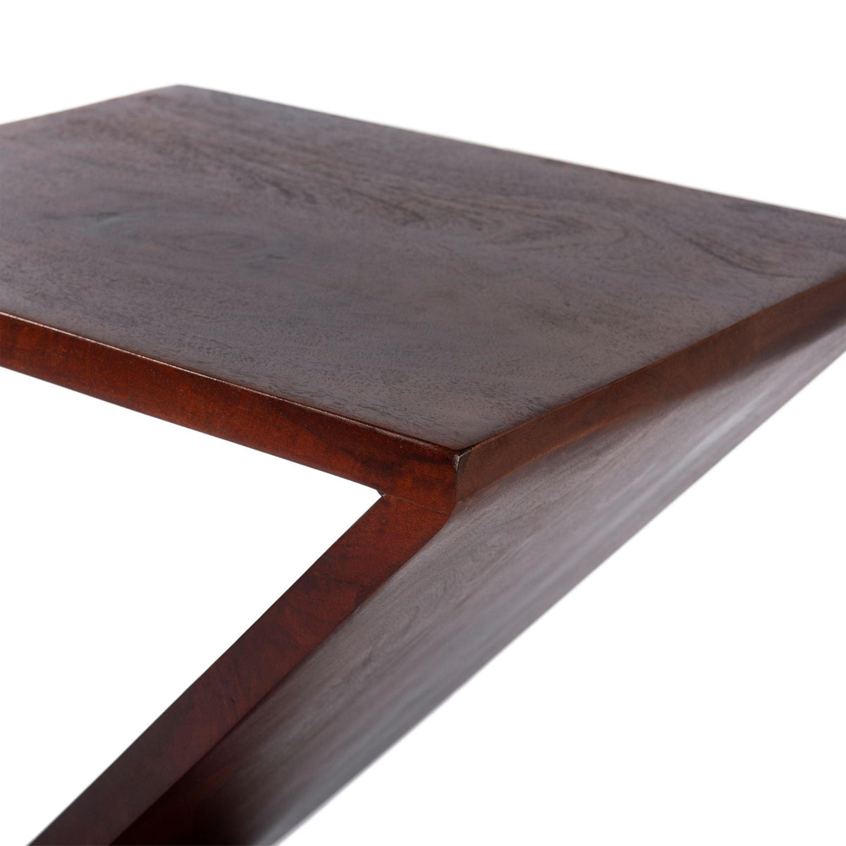 24 Inch Rectangular ManWood Side Table, Z Shaped Frame, Dark