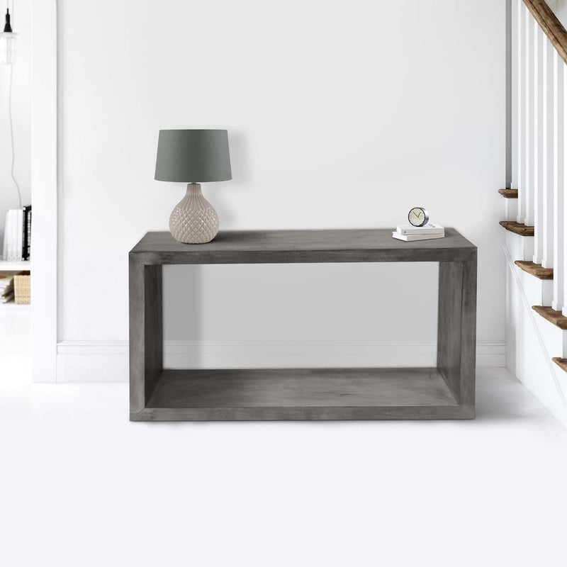 52" Cube Shape Wooden Console Table with Open Bottom Shelf, Charcoal Gray - Urban Living Furniture (Los Angeles, CA)