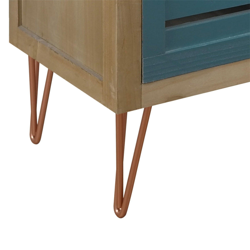 Wooden Nightstand with Two Drawer and Metal FeetModern Style Bedside Table (Natural)