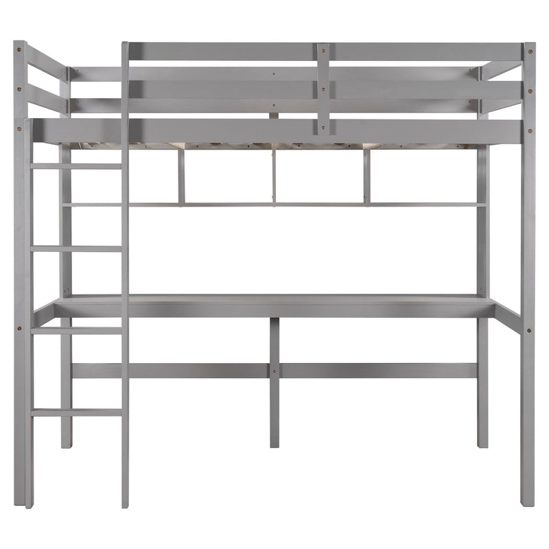 Twin Size Loft Bed with Convenient Desk, Shelves, and Ladder, White - Urban Living Furniture (Los Angeles, CA)