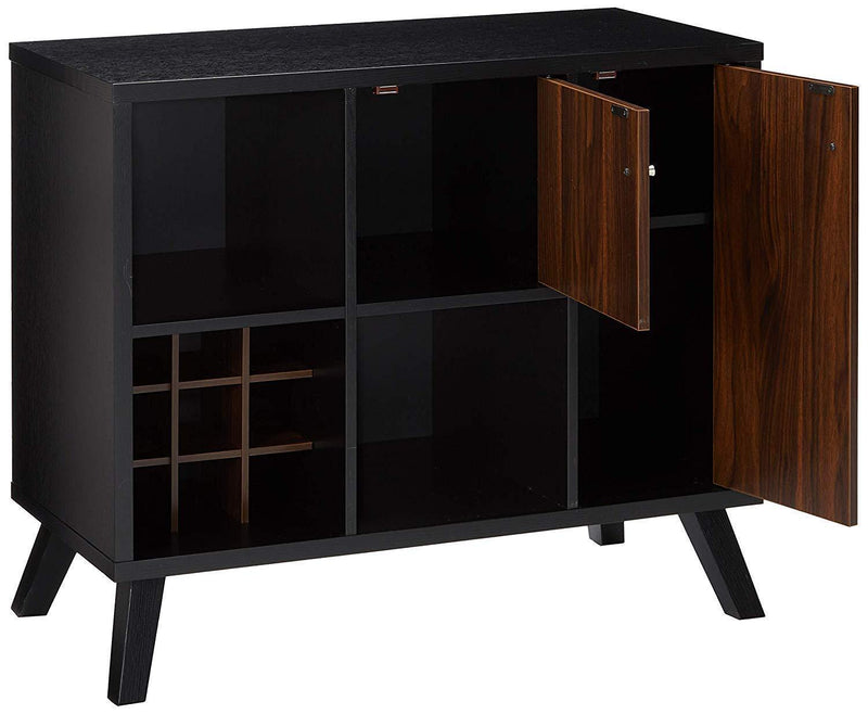 Wooden Wine BarStorage Cabinet with 2 door cabinet andStorage Cubes, Black And Brown - Urban Living Furniture (Los Angeles, CA)