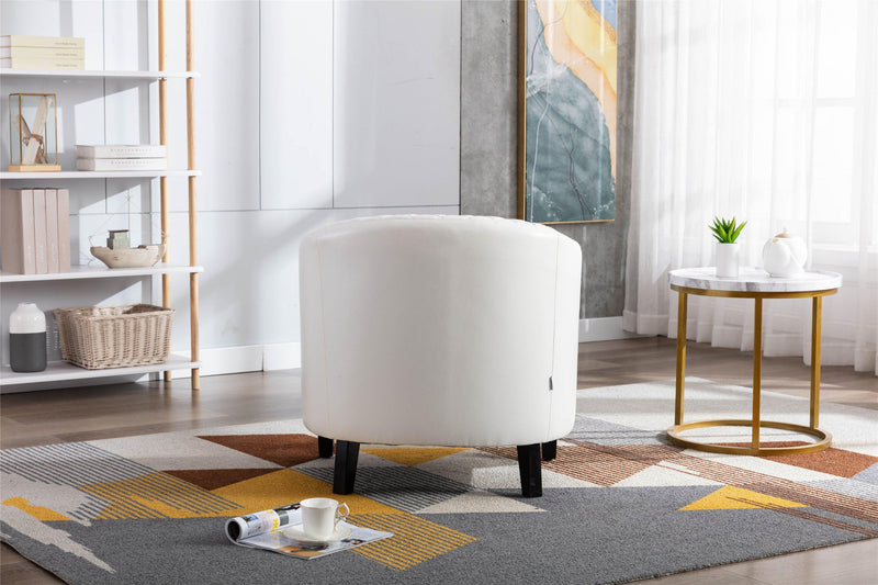 accent Barrel chair living room chair with nailheads and solid wood legs  white  pu leather - Urban Living Furniture (Los Angeles, CA)