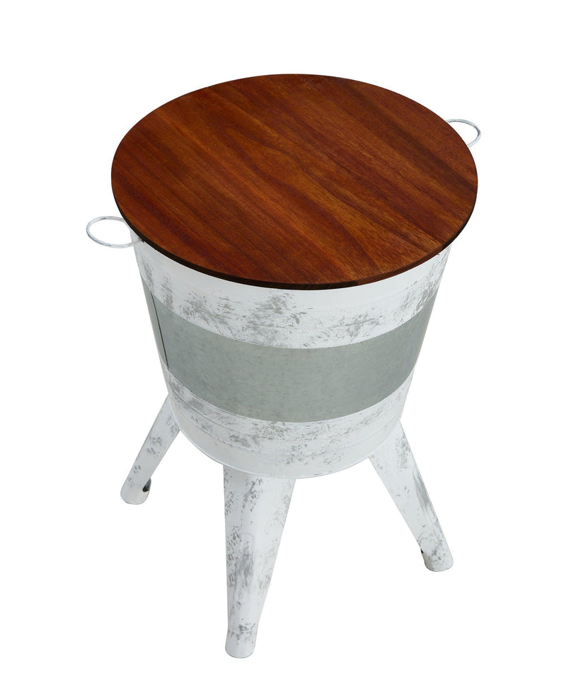 Farmhouse Rustic Distressed Metal Accent Cocktail Table with wood top-WHT, Set of 2 - Urban Living Furniture (Los Angeles, CA)