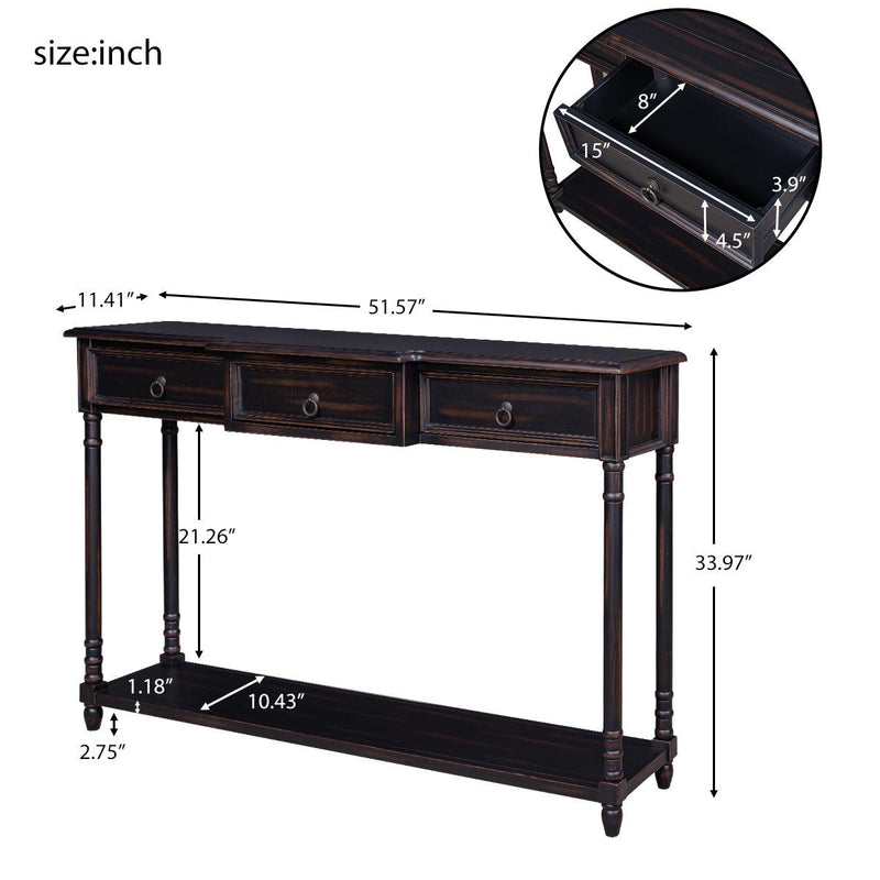 Console Table Sofa Table with Drawers for Entryway with Projecting Drawers and Long Shelf (Espresso) - Urban Living Furniture (Los Angeles, CA)